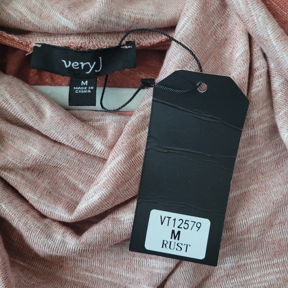 Very J Tunic Oversized Women's Medium Cowl Neck Pink Rust Women's Lagenlook - Picture 13 of 13